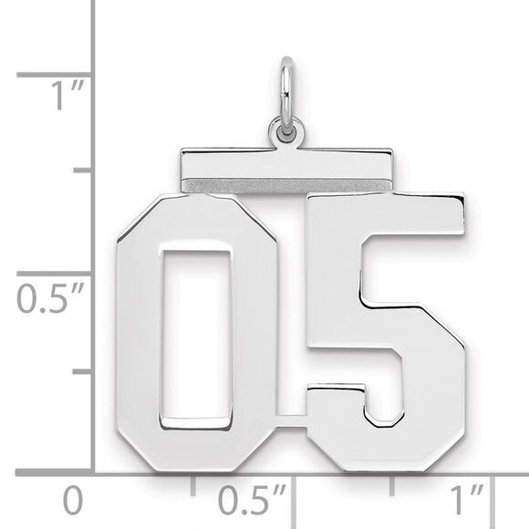 Sterling Silver, Athletic Collection, Large Polished Number 05 Pendant - Picture 2 of 3